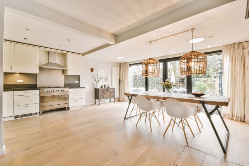 Elegant Dining Area with Maple Floors